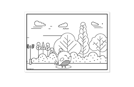 Penelope the blue bird colouring sheet thumbnail